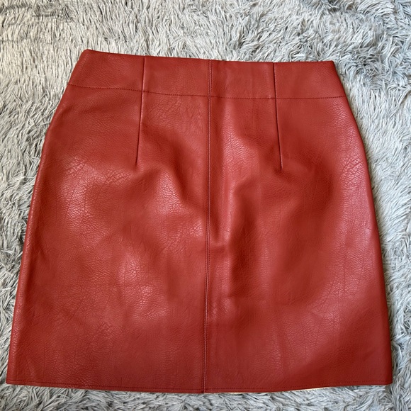 Shinestar Rust Pencil Mini Skirt Casual faux leather - Picture 3 of 3